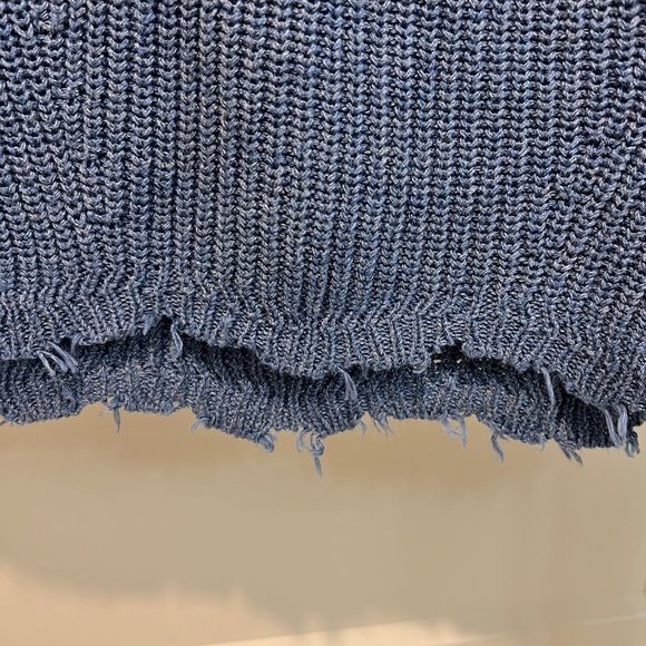 Autumn Cahmere distressed scallop shaker sweater in blue size Xs 100%cotton - Picture 9 of 10